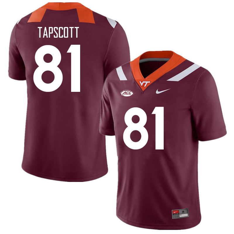 Men #81 Jordan Tapscott Virginia Tech Hokies College Football Jerseys Stitched Sale-Maroon - Click Image to Close